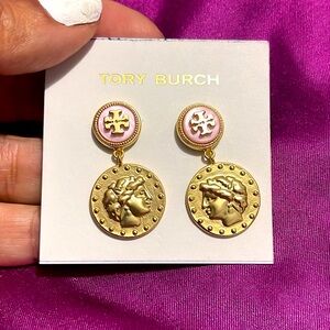 NWT Tory Burch Roman coin earring with dustbag.